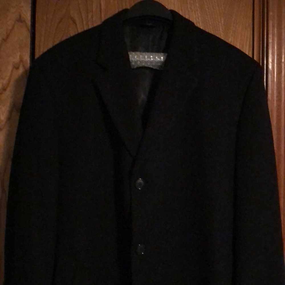 💥 JOS A BANK TOPCOAT 46R BLACK WOOL